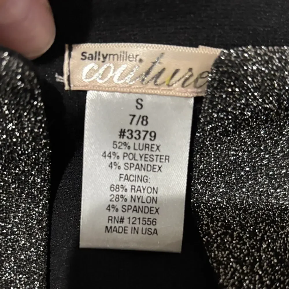 Sally Miller couture 7/8 Sparkly Black Open-Front Jacket new with out tags nwot